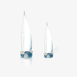 行驶的船两艘蓝色小帆船高清图片