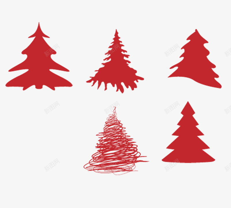 创意圣诞树png免抠素材_新图网 https://ixintu.com 剪影 圣诞节元素 松树 红色
