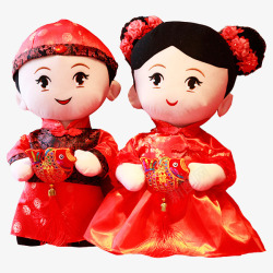 中式娃娃婚纱中国风婚礼娃娃高清图片