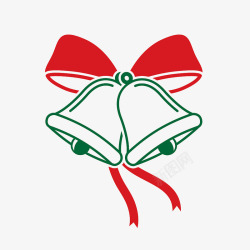蝴蝶结挂饰简笔绿色圣诞铃铛高清图片