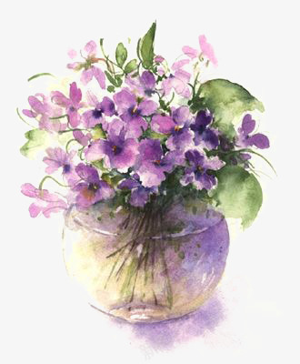 紫色花瓶png免抠素材_新图网 https://ixintu.com 家居装饰 手绘花卉 水彩 花瓶