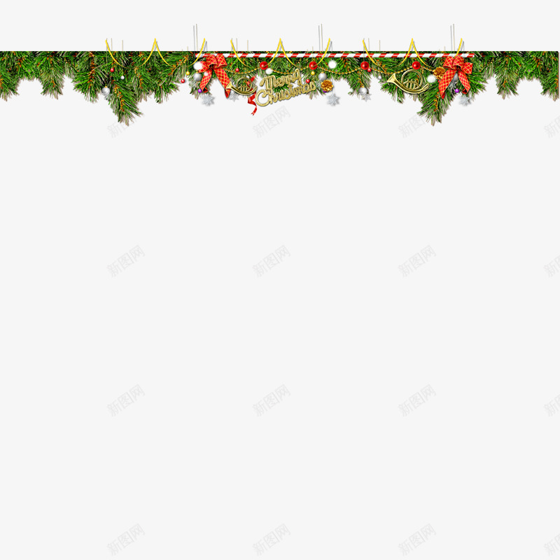 圣诞花树上边挂饰png免抠素材_新图网 https://ixintu.com 丝带 圣诞节素材 红色彩带 红色果子 绿色树叶