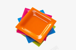彩色餐具彩色几何方形碟子高清图片