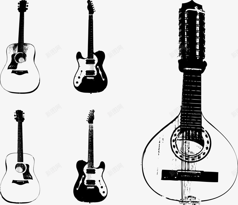 吉他手绘乐器矢量图eps免抠素材_新图网 https://ixintu.com 乐器 乐器矢量 吉他 矢量图