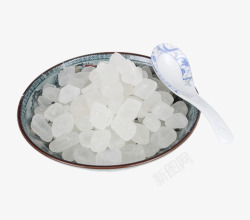 花瓷碗里的水晶冰糖瓷碗里的水晶糖高清图片