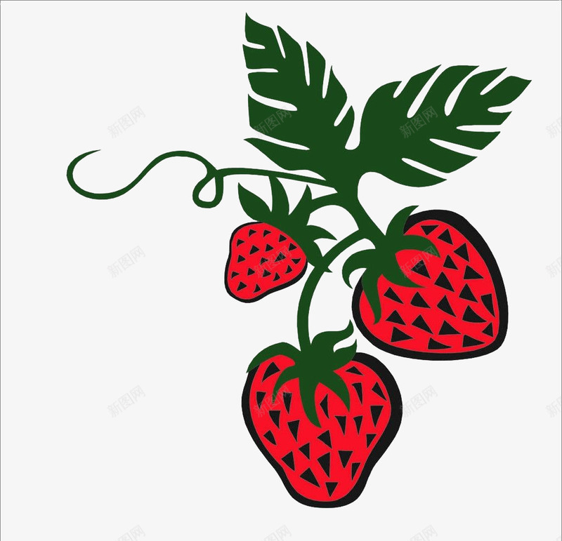 手绘草莓png免抠素材_新图网 https://ixintu.com 叶子 手绘画 水果 矢量装饰 草莓 装饰
