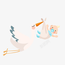 送子鹤和婴儿插画矢量图素材