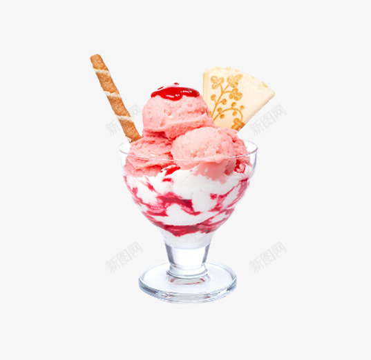 草莓味圣代片png免抠素材_新图网 https://ixintu.com 创意甜蜜背景图片 奶油冰激凌 美味的冰激凌 雪糕