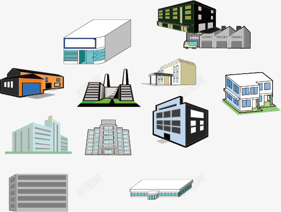 物流中心建筑png免抠素材_新图网 https://ixintu.com 公司大厦模型 快递公司 物流公司