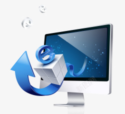 蓝色电子商务背景电脑创意科技图标高清图片