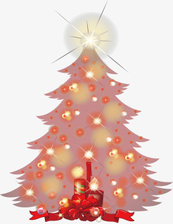 发光红色圣诞树矢量图素材