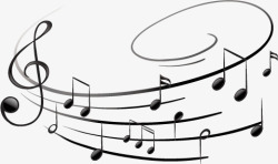 黑白线条木盆音乐符号矢量图高清图片