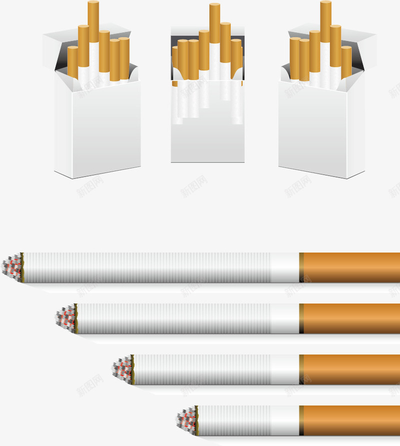 香烟png免抠素材_新图网 https://ixintu.com 烟盒 燃烧的香烟 矢量素材 空白香烟盒 香烟