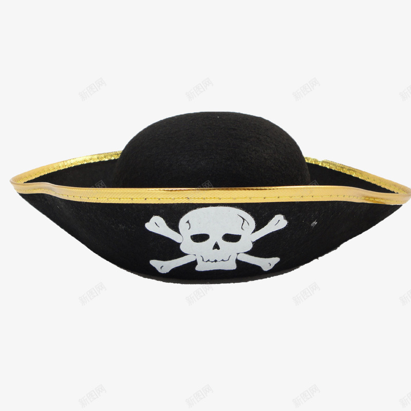 帽子png免抠素材_新图网 https://ixintu.com 海盗帽 黄色金边 黑色