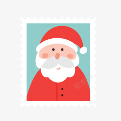 卡通圣诞老人的邮票矢量图素材
