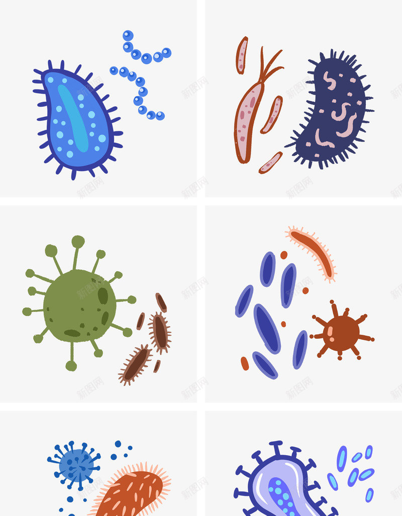 各种细菌细胞png免抠素材_新图网 https://ixintu.com 免抠 卡通 细胞 细菌