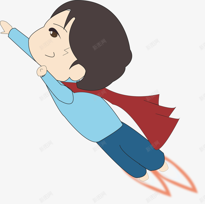 简笔人物png免抠素材_新图网 https://ixintu.com 卡通人物 男孩 超人 飞翔 飞翔的人