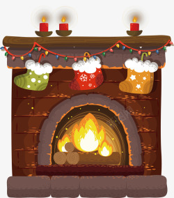 温暖圣诞节精美圣诞壁炉矢量图高清图片