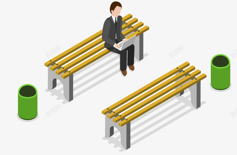 坐在长椅的男人png免抠素材_新图网 https://ixintu.com 上网 休闲 男人 长椅