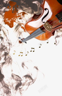 烟雾音符围绕的小提琴素材
