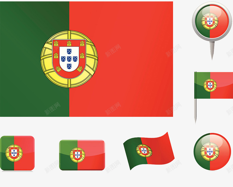 葡萄牙元素图案图标png_新图网 https://ixintu.com 图标 欧洲国家 红绿色 葡萄牙国旗