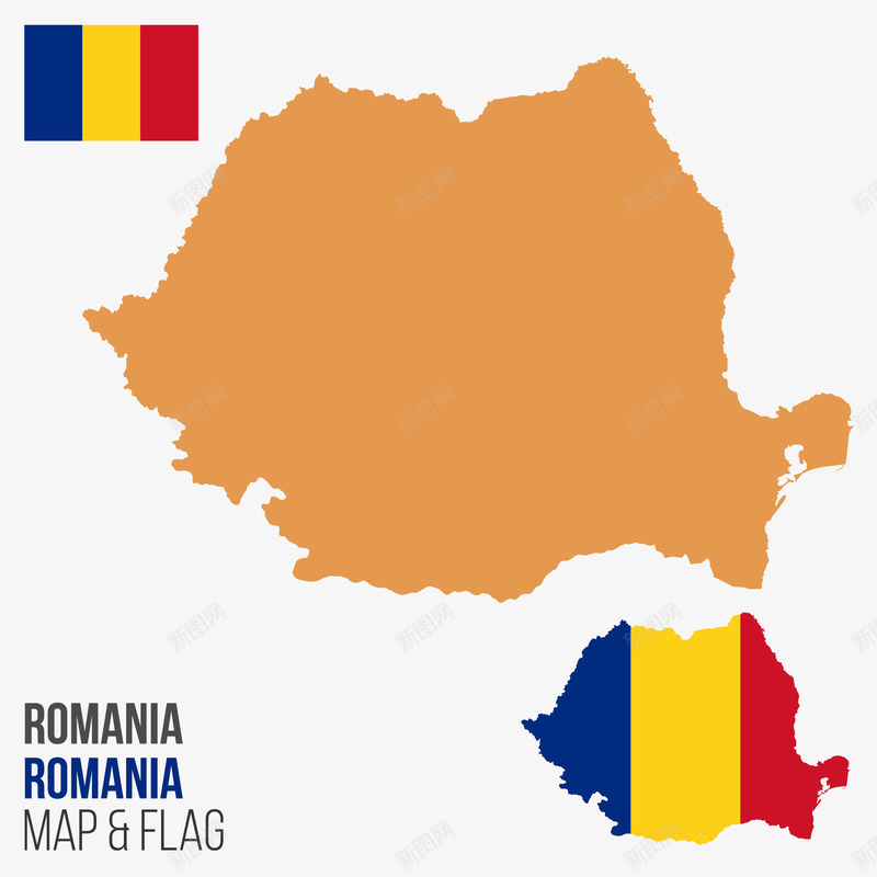 罗马尼亚地图png免抠素材_新图网 https://ixintu.com 实用 清晰 矢量地图 罗马尼亚 色块