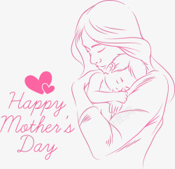 母亲节庆祝母亲节线条绘画高清图片