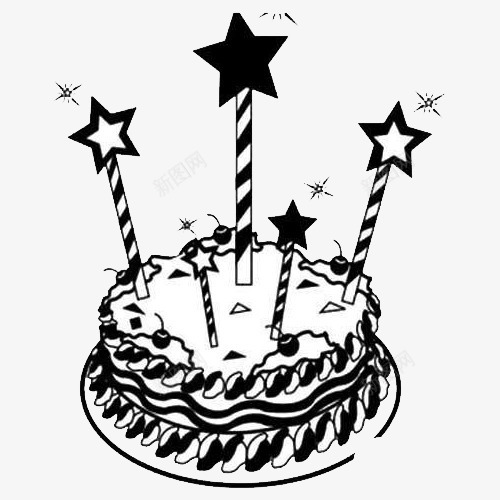 星星蜡烛的蛋糕图标png_新图网 https://ixintu.com 奶油蛋糕 小孩子的蛋糕 星星蜡烛 简笔画蛋糕 美味甜点 草莓 蛋糕简笔