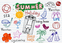 玩沙滩球人物手绘夏季元素高清图片