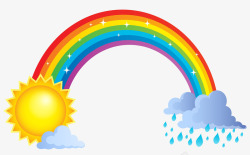 晴天彩虹手绘彩色天气符号高清图片