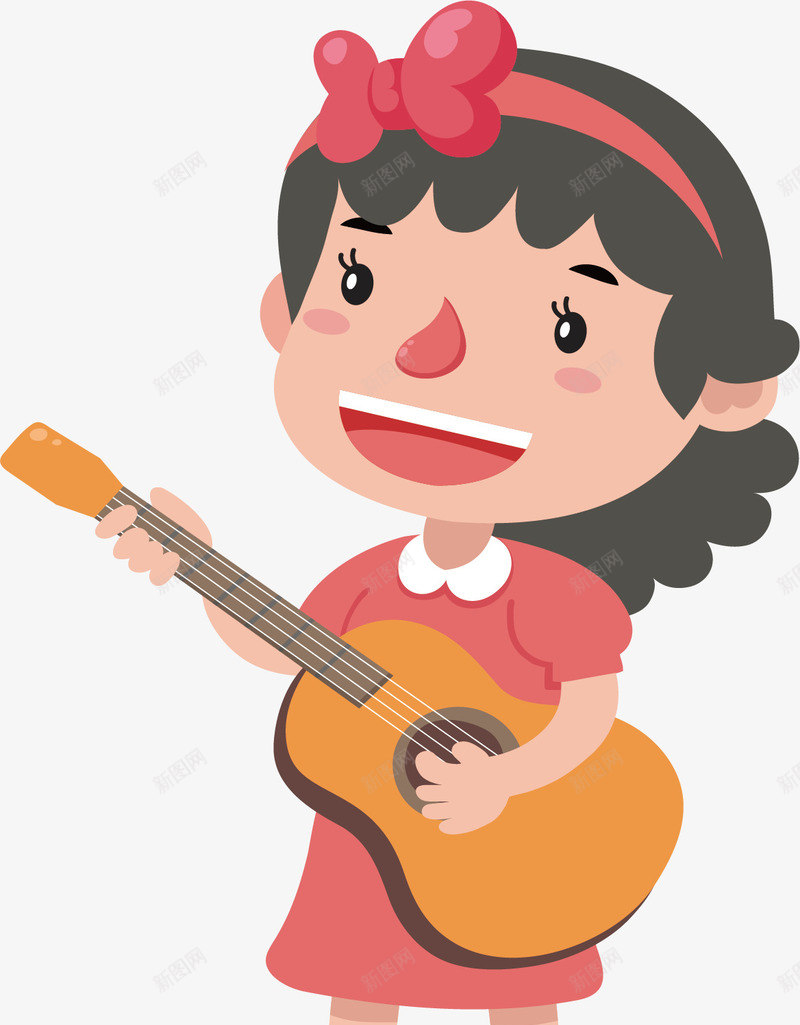 弹吉他的女孩子png免抠素材_新图网 https://ixintu.com 弹吉他 弹吉他的女孩 矢量素材 粉色裙子 连衣裙