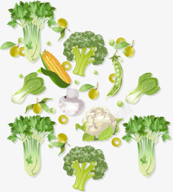 蔬菜散落一地散落的各种蔬菜矢量图高清图片