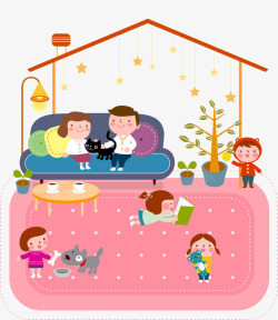 粉色地板袜温馨家庭场景高清图片