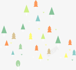 多彩圣诞树多彩卡通树木高清图片