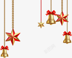 铃铛挂件金色闪耀铃铛圣诞老人高清图片