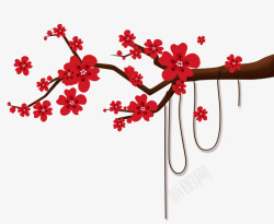 大红梅花素材卡通大红梅花过年元旦高清图片