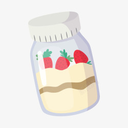 手绘罐装食物草莓素材
