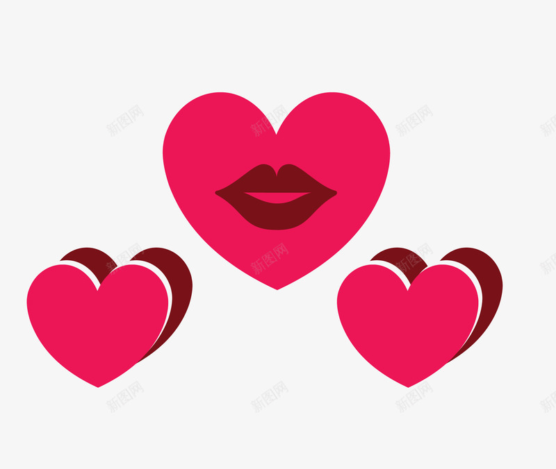 红唇心型图案图标png_新图网 https://ixintu.com ai格式 icon 免费 免费下载 创意设计 卡通 卡通嘴巴 嘴 图形 图案 女性嘴唇 小心心 心形 心心 情人节 手绘心形 红唇