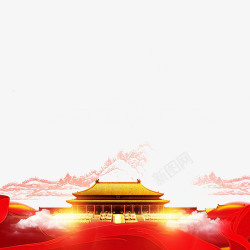 中国风国庆大气海报天安门装饰元海报