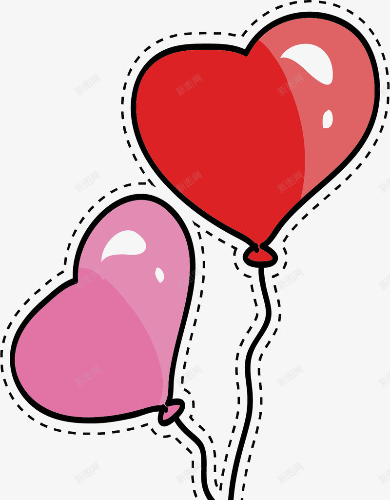 粉红色爱心气球png免抠素材_新图网 https://ixintu.com 爱心气球 矢量素材 粉色气球 红色气球 结婚气球