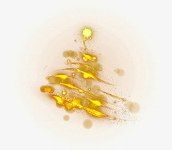 圣诞笔刷金色炫光圣诞树高清图片