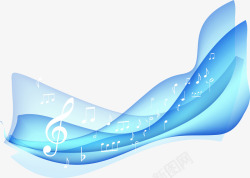 交响音乐音符蓝色波线素材