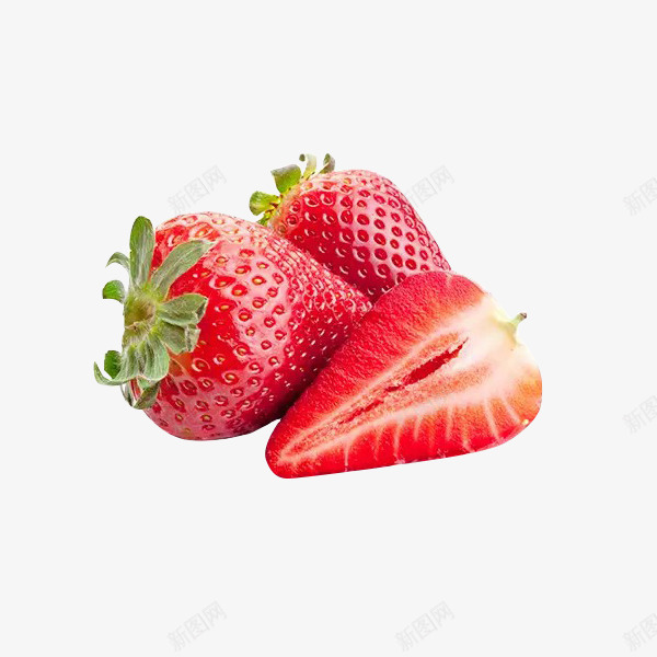 实物新鲜红色草莓png免抠素材_新图网 https://ixintu.com 产品实物 半个草莓 摄影 新鲜水果 新鲜草莓 美味水果