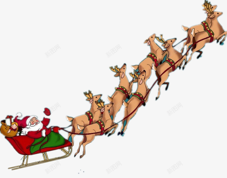 圣诞老人与麋鹿png免抠素材_新图网 https://ixintu.com PPT 卡通 可爱 圣诞节 麋鹿