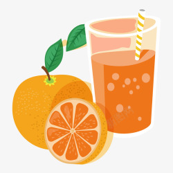 夏季橙汁卡通橙汁冷饮元素矢量图高清图片