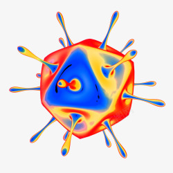 艾滋病毒颗粒立体插画病毒3D彩色立体插画高清图片