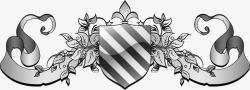 灰色盾牌精美灰色欧式徽章飘带高清图片