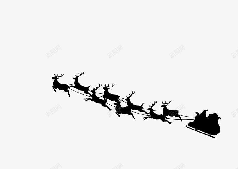 圣诞节驯鹿png免抠素材_新图网 https://ixintu.com 剪影 圣诞老人 圣诞节 节日 驯鹿