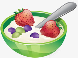 绿草莓一碗草莓奶油高清图片