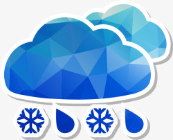 蓝色的雨夹雪天气预报元素图标高清图片